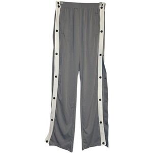 Deyeek‎ Snap Button Breakaway Warm Up Gym Pants Men Gray Side Stripe Athletic  S